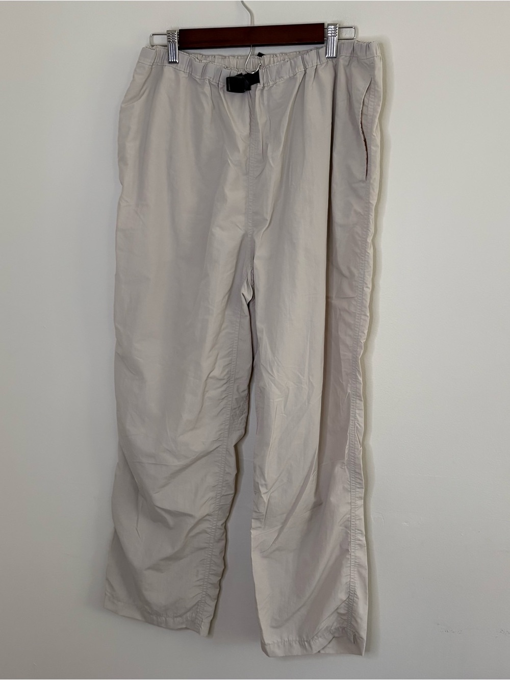 Vintage TravelSmith 100% Nylon Gorpcore Belted Utility Pants Cream Size L